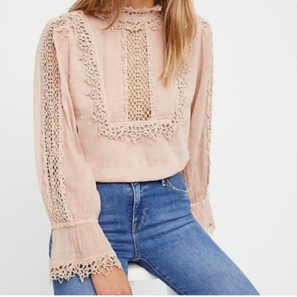 FP One Chic Lace Detail Blouse - Soft Pink